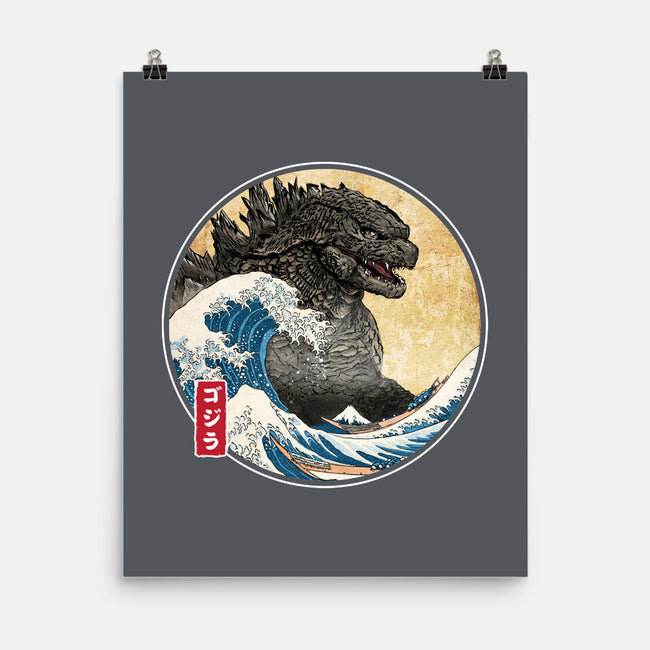 The Great Gojira Off Kanagawa-None-Matte-Poster-DrMonekers