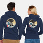 The Great Gojira Off Kanagawa-Unisex-Zip-Up-Sweatshirt-DrMonekers