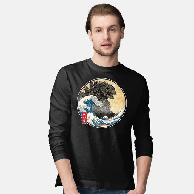 The Great Gojira Off Kanagawa-Mens-Long Sleeved-Tee-DrMonekers