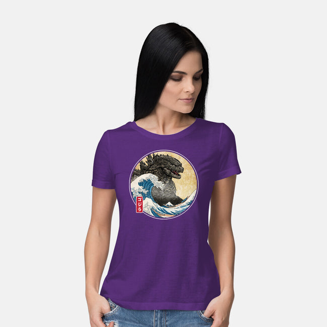 The Great Gojira Off Kanagawa-Womens-Basic-Tee-DrMonekers