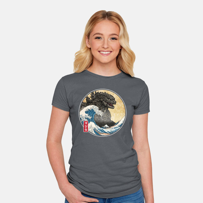 The Great Gojira Off Kanagawa-Womens-Fitted-Tee-DrMonekers