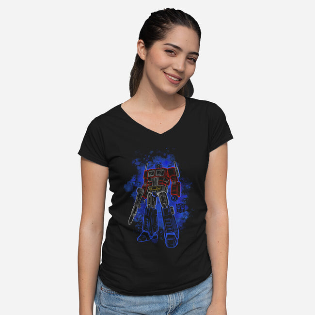 Optimus Silhouette-Womens-V-Neck-Tee-Badbone Collections