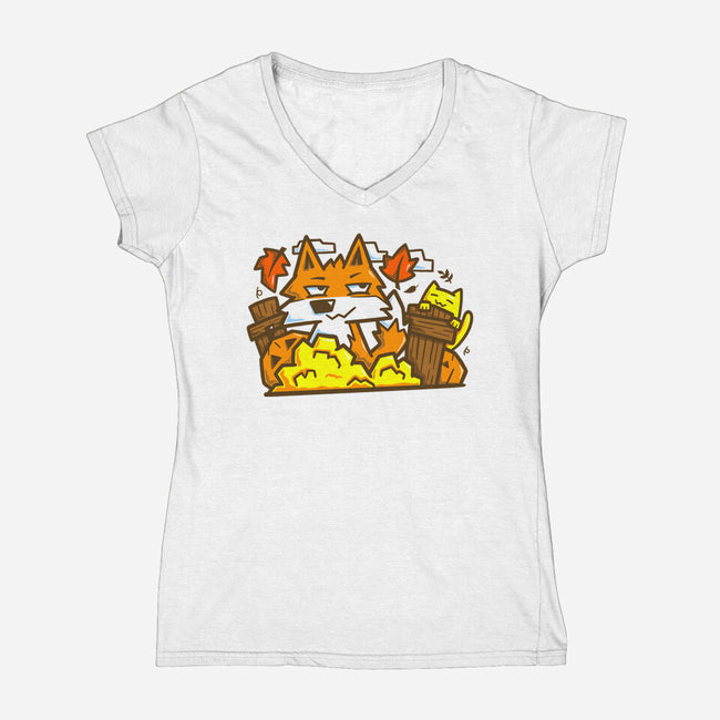 Fox In Fall Season-Womens-V-Neck-Tee-bloomgrace28
