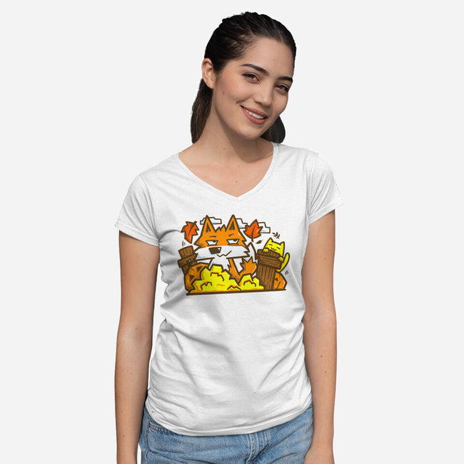 Fox In Fall Season-Womens-V-Neck-Tee-bloomgrace28