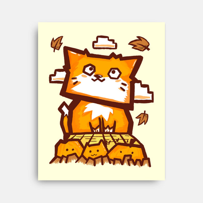 Cat In Fall Season-None-Stretched-Canvas-bloomgrace28