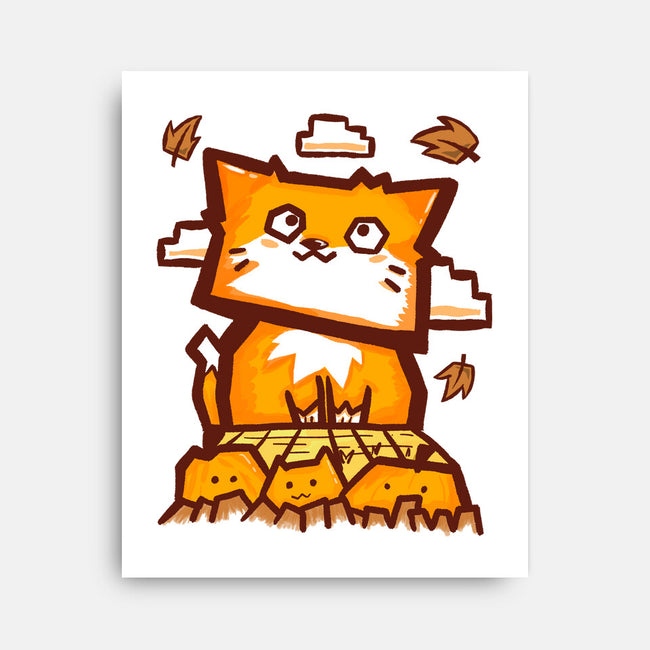 Cat In Fall Season-None-Stretched-Canvas-bloomgrace28