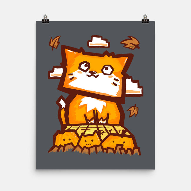 Cat In Fall Season-None-Matte-Poster-bloomgrace28