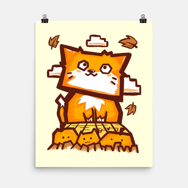 Cat In Fall Season-None-Matte-Poster-bloomgrace28