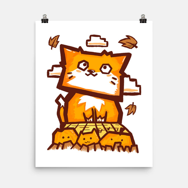 Cat In Fall Season-None-Matte-Poster-bloomgrace28