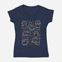 Black Autumn Cats-Womens-V-Neck-Tee-xMorfina