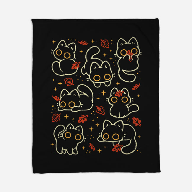 Black Autumn Cats-None-Fleece-Blanket-xMorfina