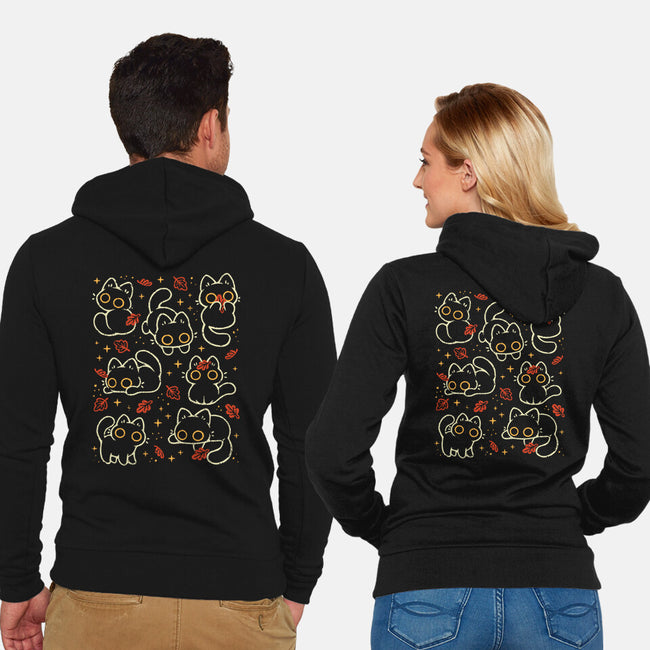 Black Autumn Cats-Unisex-Zip-Up-Sweatshirt-xMorfina