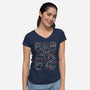 Black Autumn Cats-Womens-V-Neck-Tee-xMorfina