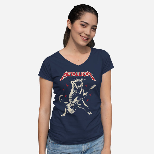 Meowtallicat-Womens-V-Neck-Tee-turborat14