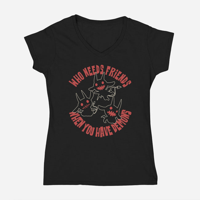 I Have My Own Demons-Womens-V-Neck-Tee-turborat14