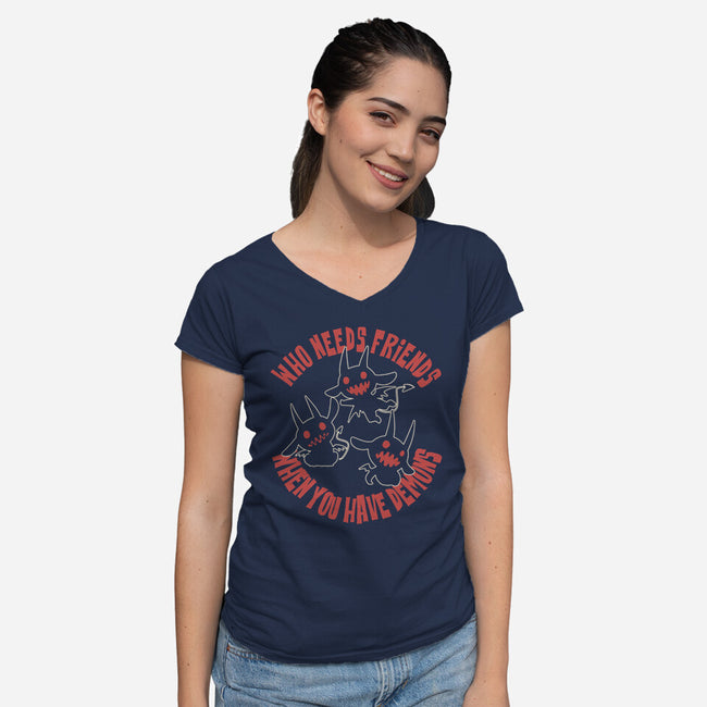 I Have My Own Demons-Womens-V-Neck-Tee-turborat14