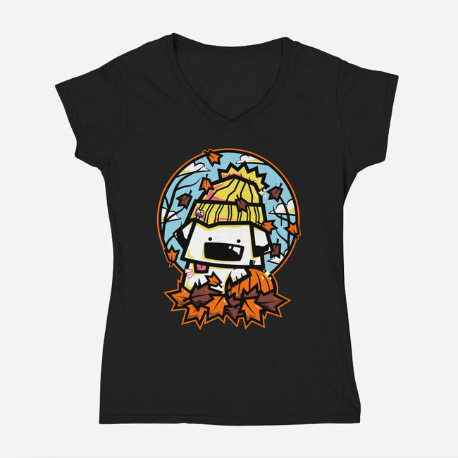 Fall Season Dog-Womens-V-Neck-Tee-krisren28