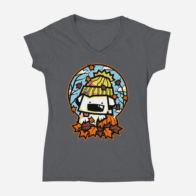 Fall Season Dog-Womens-V-Neck-Tee-krisren28