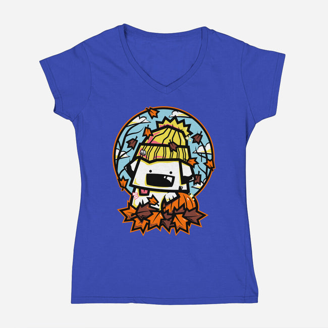 Fall Season Dog-Womens-V-Neck-Tee-krisren28