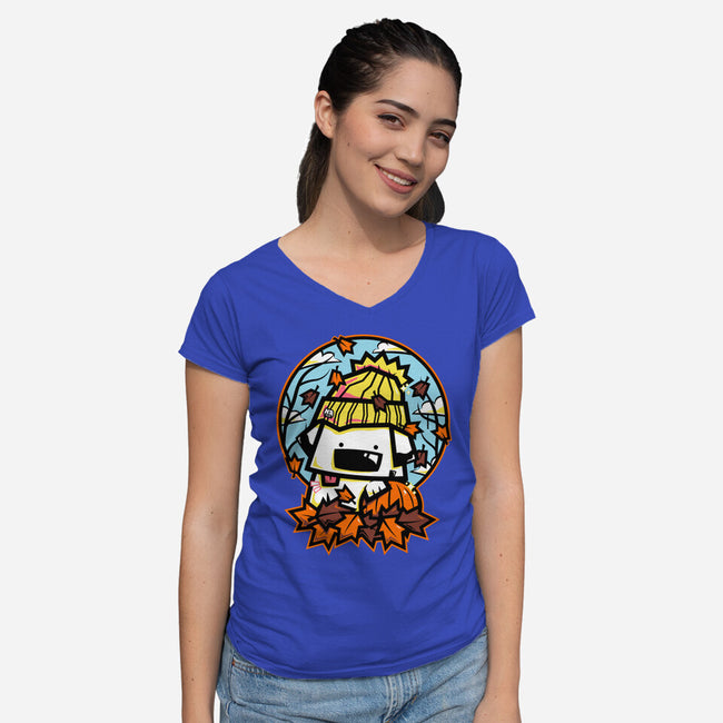 Fall Season Dog-Womens-V-Neck-Tee-krisren28