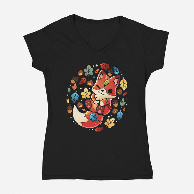 Fox Leaf-Womens-V-Neck-Tee-Vallina84