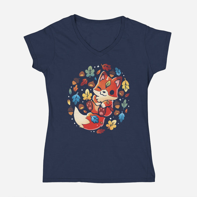 Fox Leaf-Womens-V-Neck-Tee-Vallina84