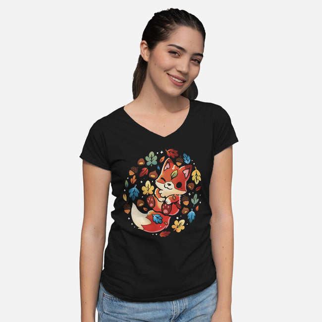 Fox Leaf-Womens-V-Neck-Tee-Vallina84