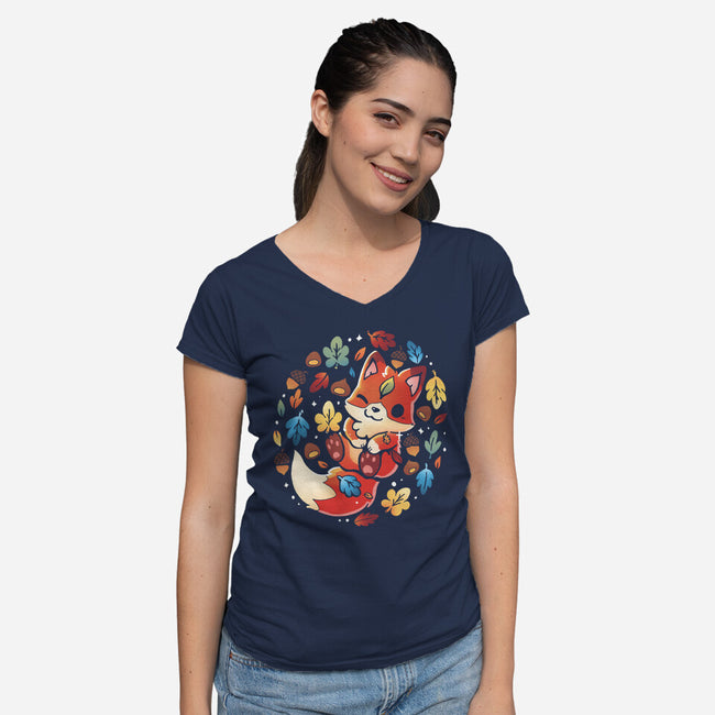 Fox Leaf-Womens-V-Neck-Tee-Vallina84