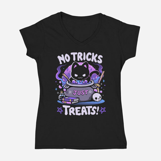 No Tricks Just Treats-Womens-V-Neck-Tee-Vallina84