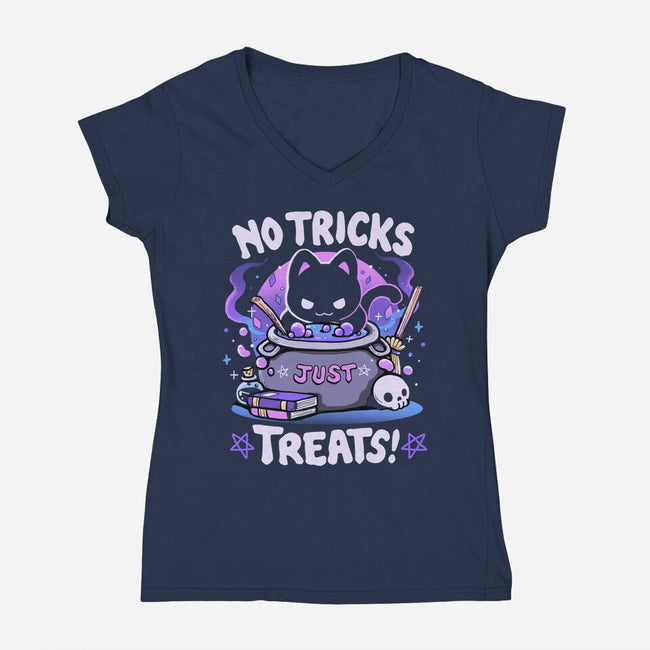No Tricks Just Treats-Womens-V-Neck-Tee-Vallina84