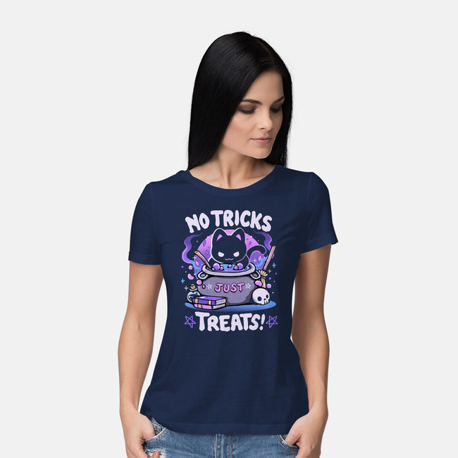 No Tricks Just Treats-Womens-Basic-Tee-Vallina84