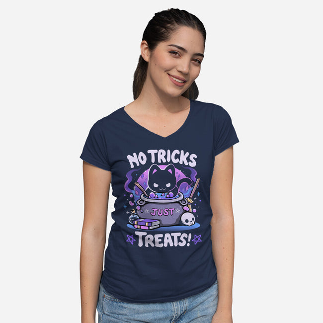No Tricks Just Treats-Womens-V-Neck-Tee-Vallina84