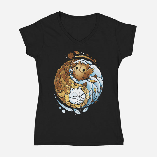 Ying Yang Seasons-Womens-V-Neck-Tee-Vallina84