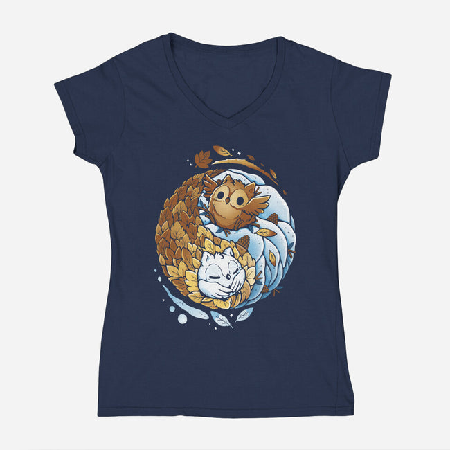 Ying Yang Seasons-Womens-V-Neck-Tee-Vallina84