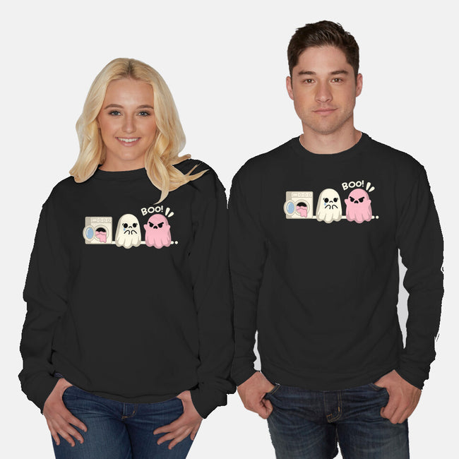 Pink Laundry Ghost-Unisex-Crew Neck-Sweatshirt-NemiMakeit