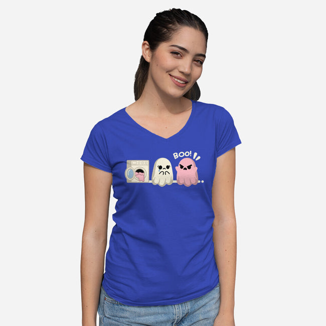 Pink Laundry Ghost-Womens-V-Neck-Tee-NemiMakeit