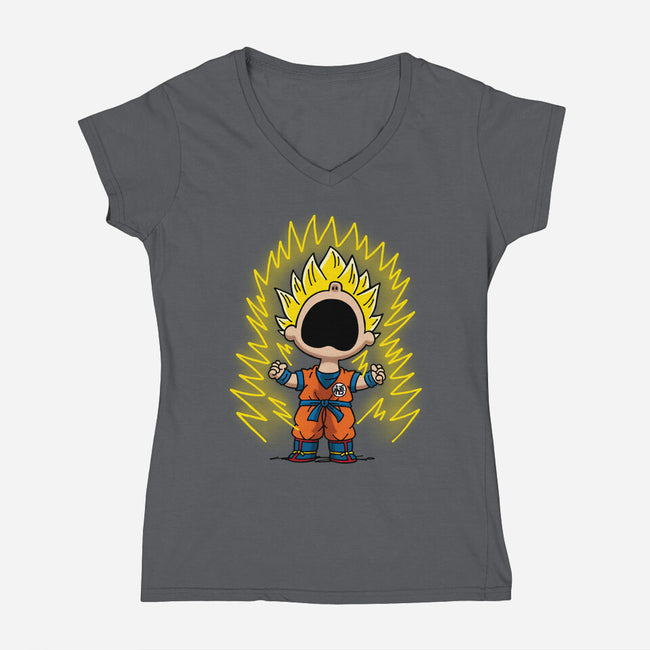 Super Saiyanuts-Womens-V-Neck-Tee-Barbadifuoco