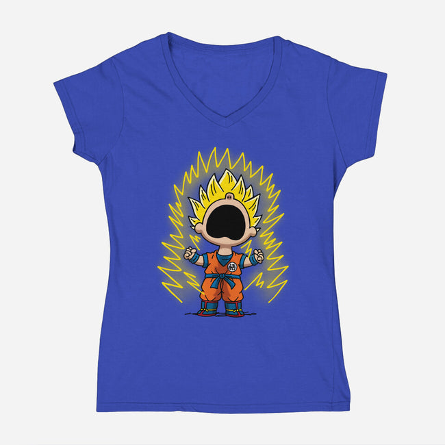 Super Saiyanuts-Womens-V-Neck-Tee-Barbadifuoco