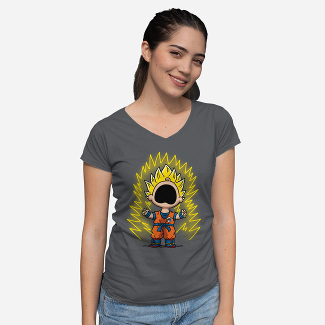 Super Saiyanuts-Womens-V-Neck-Tee-Barbadifuoco