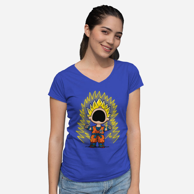 Super Saiyanuts-Womens-V-Neck-Tee-Barbadifuoco