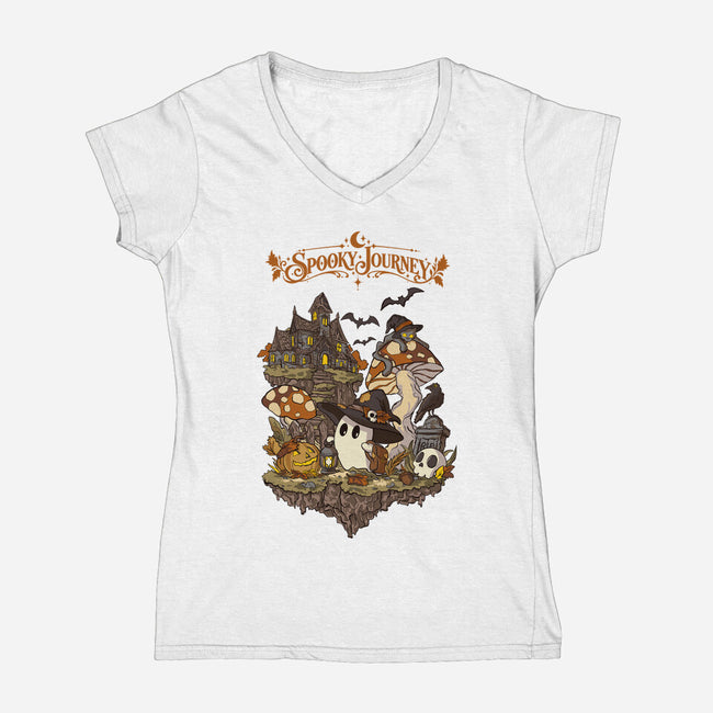 A Spooky Journey-Womens-V-Neck-Tee-fanfabio