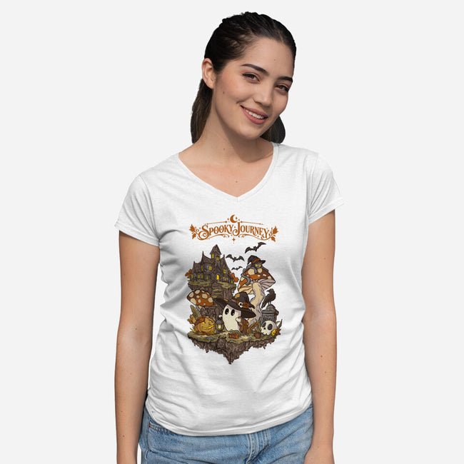 A Spooky Journey-Womens-V-Neck-Tee-fanfabio