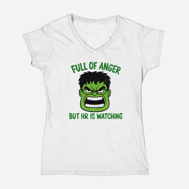 Full Of Anger-Womens-V-Neck-Tee-milasneeze