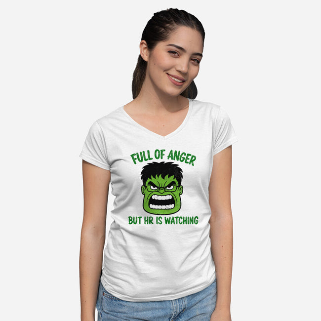 Full Of Anger-Womens-V-Neck-Tee-milasneeze