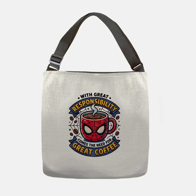 Great Responsibility Great Coffee-None-Adjustable Tote-Bag-milasneeze