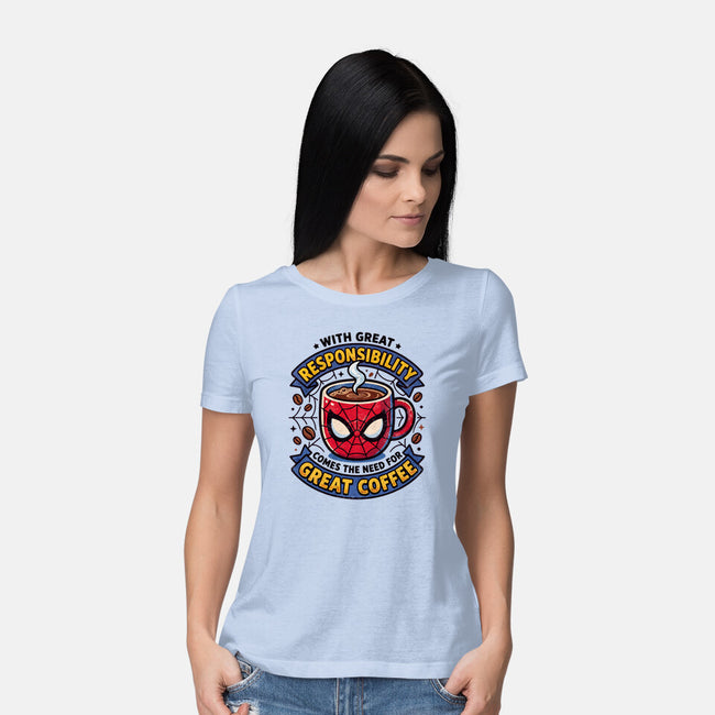Great Responsibility Great Coffee-Womens-Basic-Tee-milasneeze