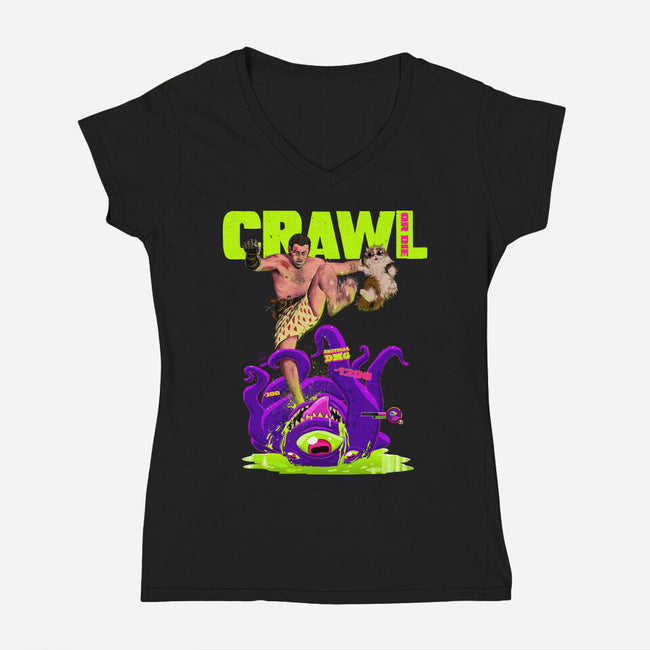 Crawl Or Die-Womens-V-Neck-Tee-Hafaell