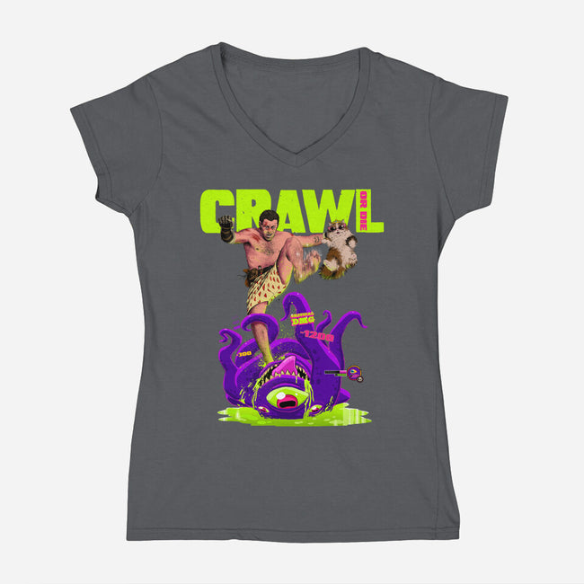 Crawl Or Die-Womens-V-Neck-Tee-Hafaell