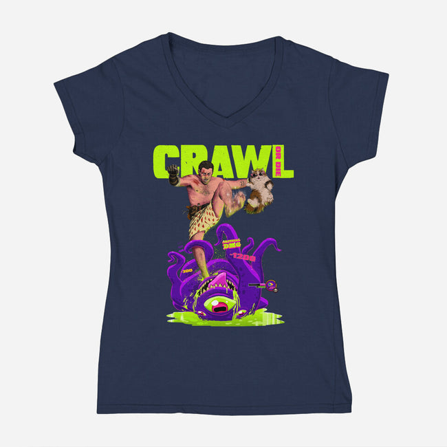 Crawl Or Die-Womens-V-Neck-Tee-Hafaell