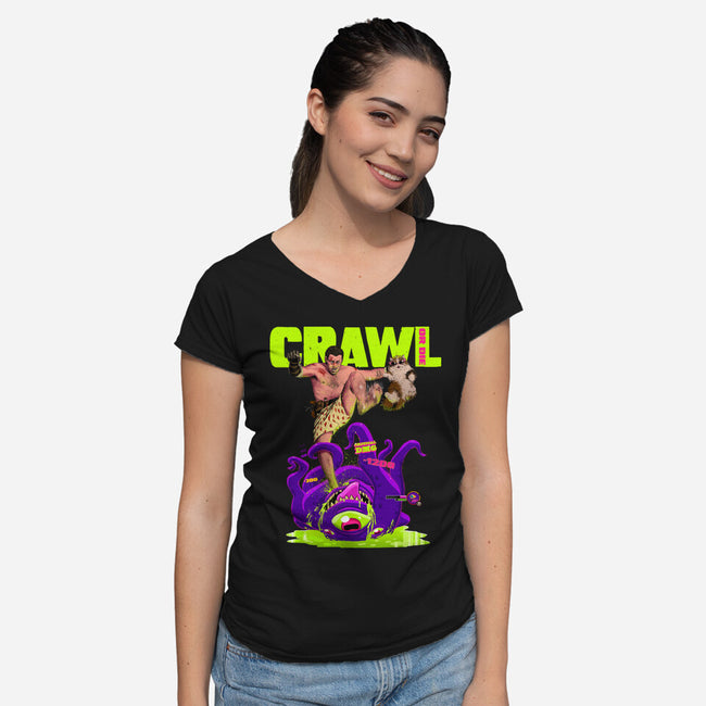 Crawl Or Die-Womens-V-Neck-Tee-Hafaell